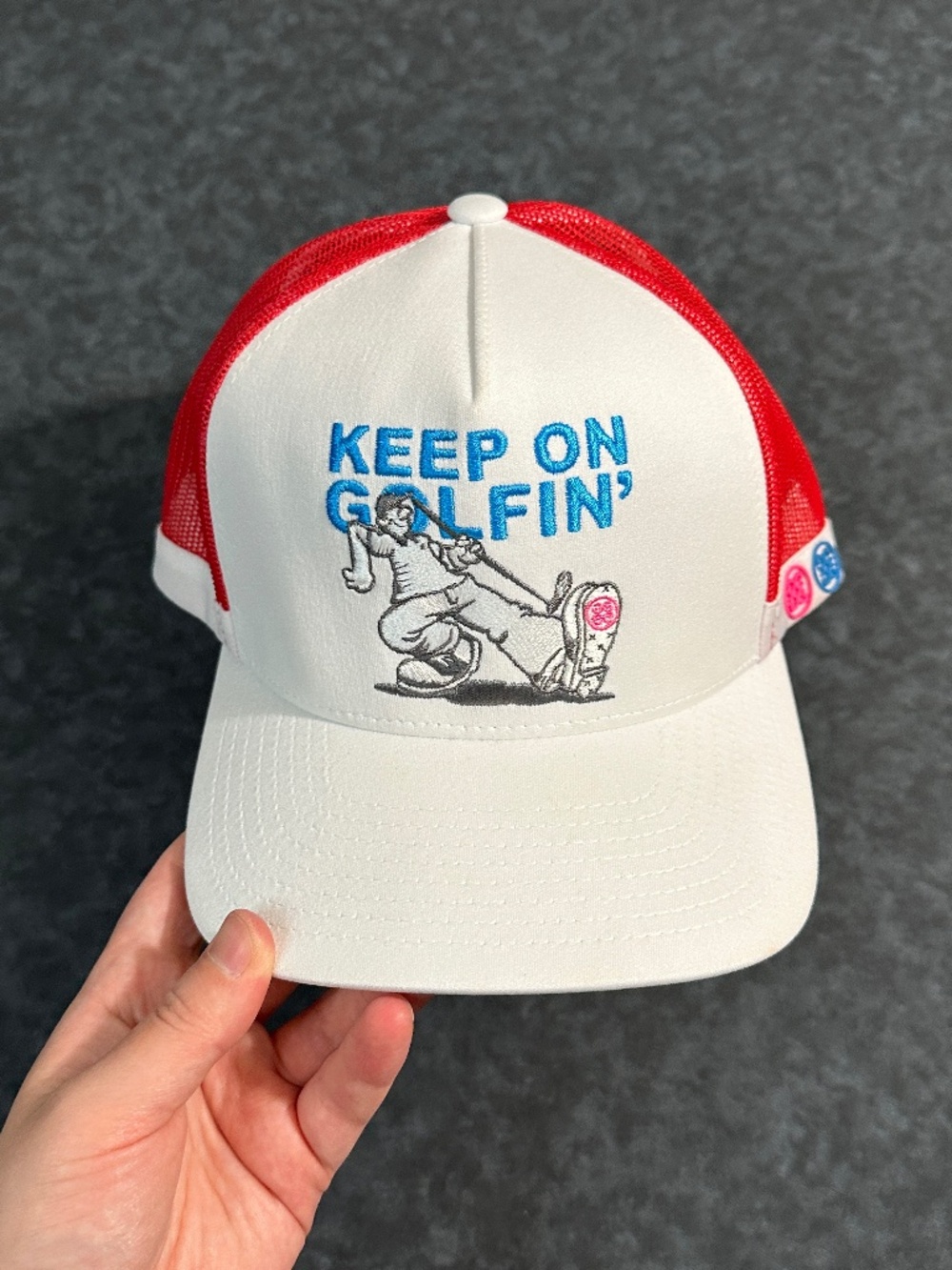 G/FORE Keep on Golfin' Trucker Hat White/Red Snapback Hat Cap